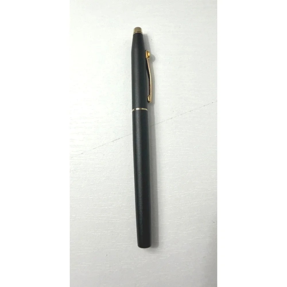 CROSS Rolling Ball Pen Black Gold Trim Vintage 1990 Engraved with Box Refills